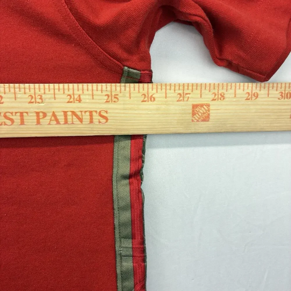 Vintage Adidas Men’s XL Red V-Neck T-Shirt Embroidered Logo Side Stripe Tee